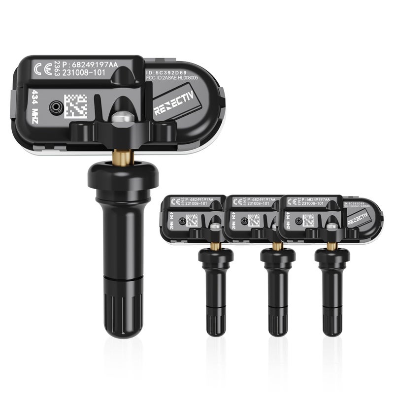 RENECTIV TPMS Sensor 4Pack, 433Mhz Tire Pressure Monitor Sensors Compatible with 2014-2022 RAM 1500 2500 3500 4500 5500 Jeep Chreokee Replace OE#68249197AA 68239720AA 68157568AA - Image 1